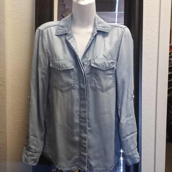 Sam Edelman Chambray Long Sleeved Top - Picture 8 of 14